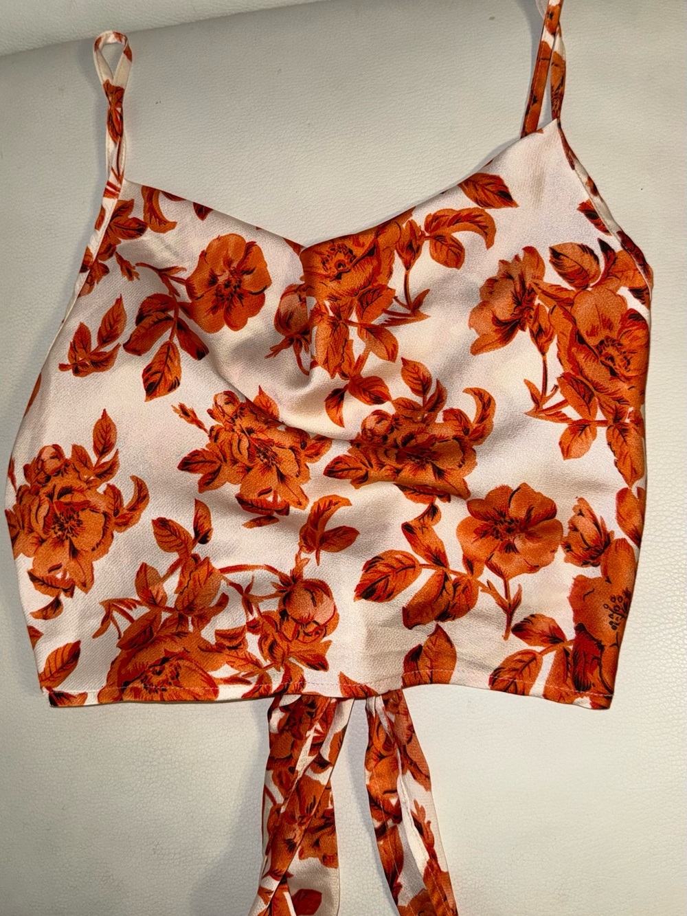 SHEIN White Cami Top with Orange Floral Print